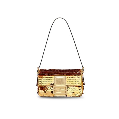 FENDI MINI SEQUIN BAGUETTE SHOULDER BAG 8BS049AISLF0MVW (19*11*6cm)